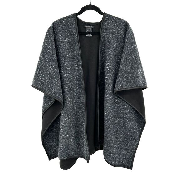 IKE BEHAR Reversible Gray Speckled Super Soft Fleece Poncho Shrug One Size - Picture 2 of 6